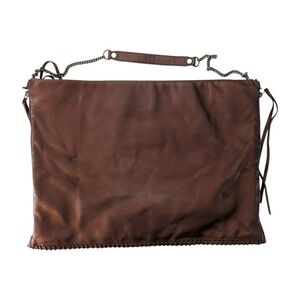 AllSaints Fleur de Lis Large Hobo Shoulder Bag Bronze Lamb Leather Chain Strap
